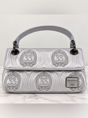 Disney Silver Embroidered Club 33 Satin Shoulder Clutch